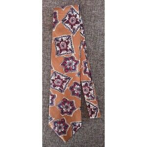 Tie 70s 80s 90s Y2K New Vintage Adams Row Silk Brown Blue Red 4 Wide 58 Long